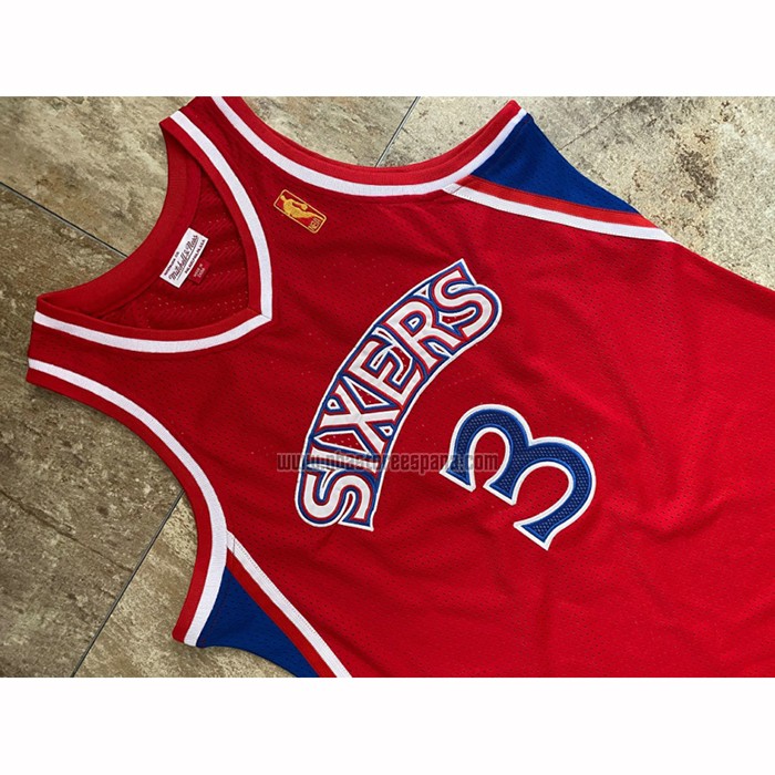 Camiseta Philadelphia 76ers Allen Iverson NO 3 Mitchell & Ness 1996-97 Rojo